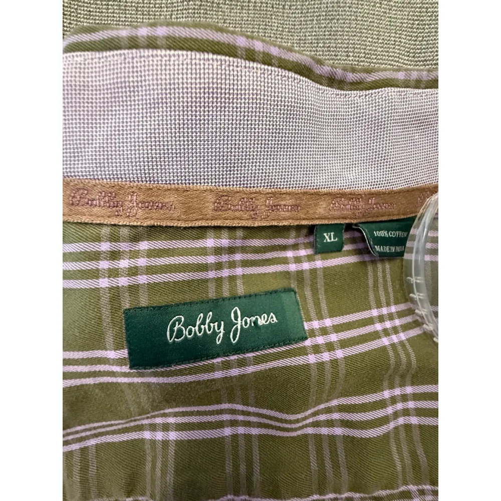 XL Bobby Jones LS Button Up 100% Cotton Green/Purple Men's Shirt